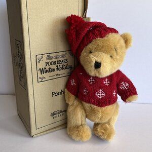 Pooh Bears Winter Holiday Disney Gallery Boyds Collection Plush Stuffed Jointed